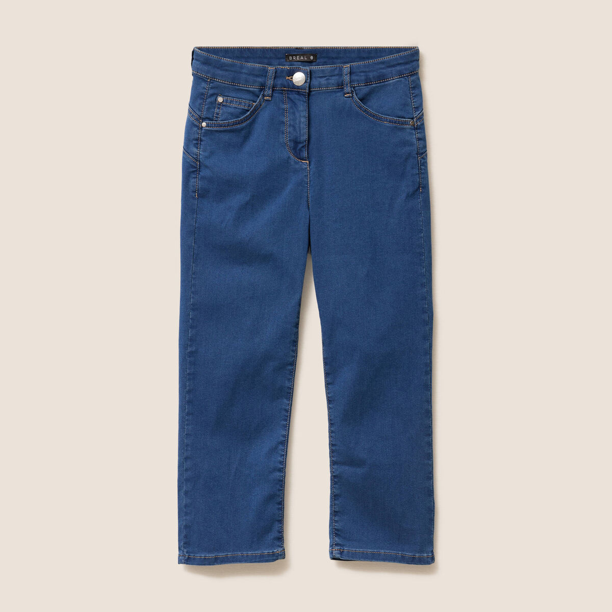 Pantacourt magique Le L&eacute;ger coupe droite denim double stone femme