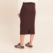 Jupe longue droite en maille marron fonc&eacute; femme