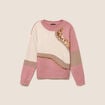 Pull col rond manches longues &agrave; sequins taupe femme