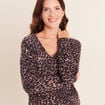 Pull col v marron femme