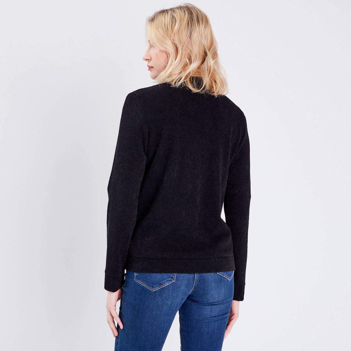 Gilet manches longues zippé noir femme