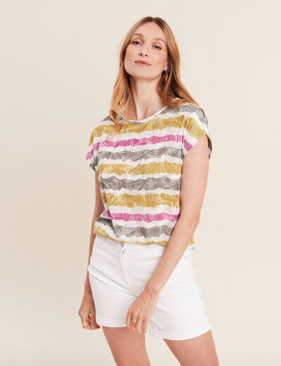 T-shirt manches courtes beige femme