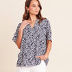 Blouse ample manches courtes fluide bleu femme
