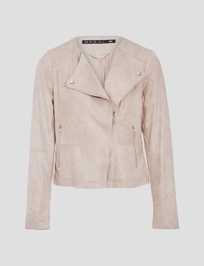 Veste droite zippée beige femme