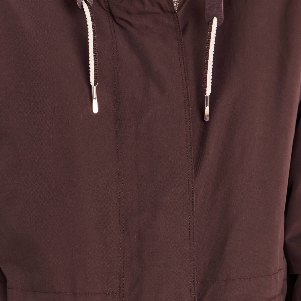 Parka &agrave; capuche taille ajustable marron fonc&eacute; femme