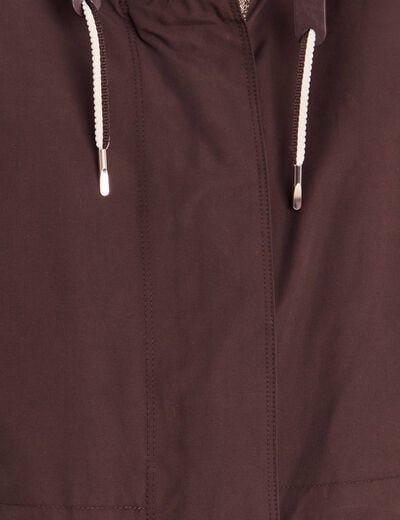 Parka &agrave; capuche taille ajustable marron fonc&eacute; femme