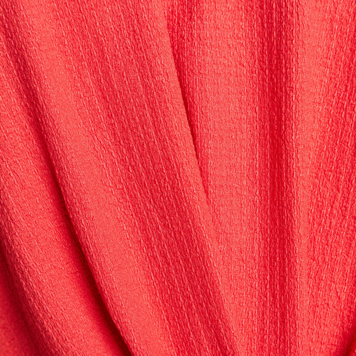 Top court bas resserré col rond rouge corail femme