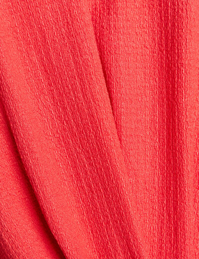 Top court bas resserré col rond rouge corail femme