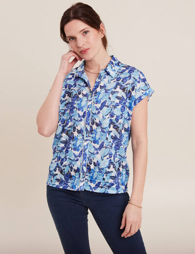 Chemise manches courtes bleu femme