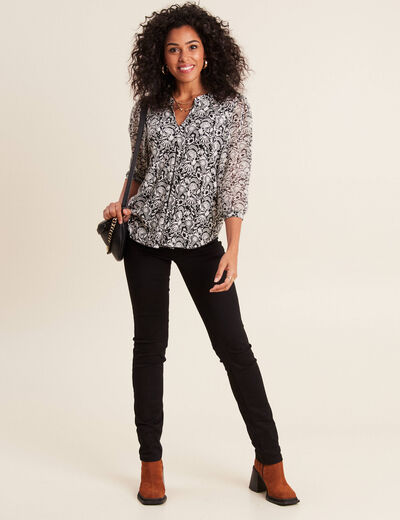 Blouse manches 3/4 noir femme