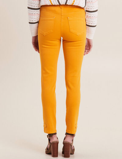 Pantalon ajusté 7/8ème jaune moutarde femme