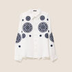 chemise en coton brodée manches longues ecru femme
