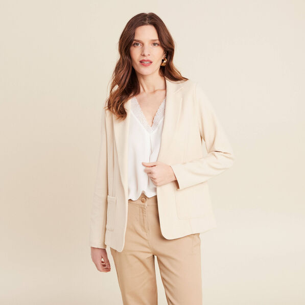 veste tailleur cintree ecru femme Veste tailleur cintrée ecru femme