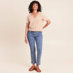 Jean coupe droite 7/8&egrave;me taille bascul&eacute;e denim double stone femme