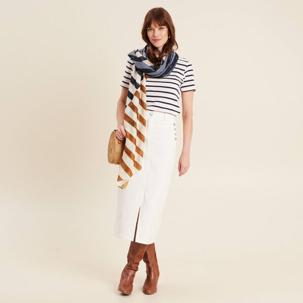 jupe longue droite en jean blanc femme Jupe longue droite en jean blanc femme