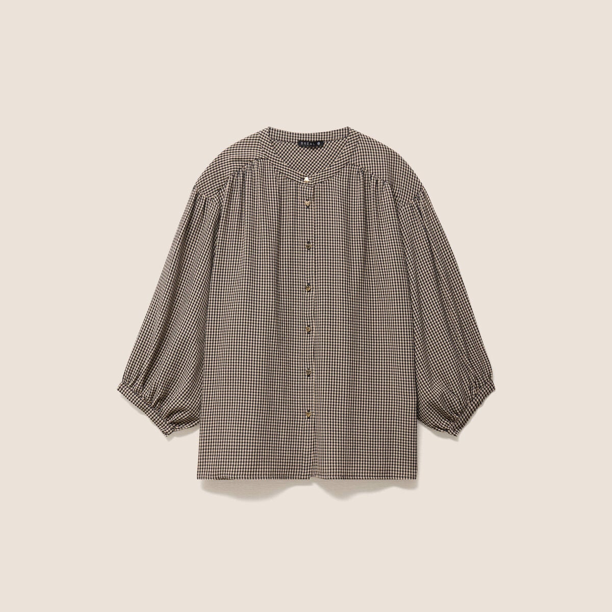 Chemise ample col rond manches longues noir femme