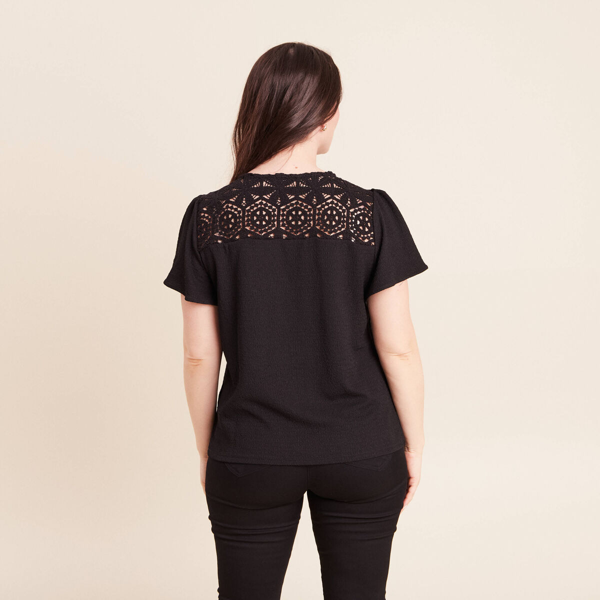 T-shirt manches courtes noir femme