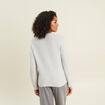 Pull col v manches longues &agrave; sequins gris clair femme