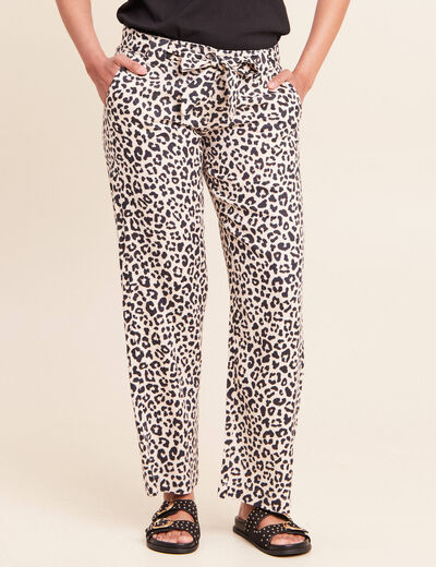 Pantalon large taille standard sable femme