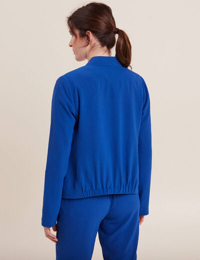 Veste droite fluide bleu electrique femme