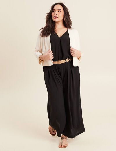 Pantalon jupe-culotte large noir femme