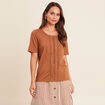 T-shirt manches courtes marron femme