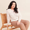 T-shirt manches longues aspect dentelle ecru femme