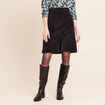 Jupe en velours longueur genoux noir femme