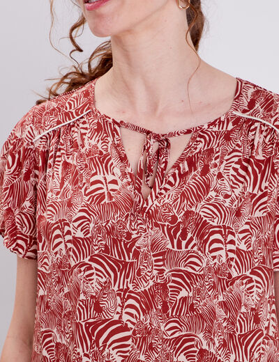 Blouse manches courtes rouge foncé femme
