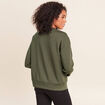 Sweat manches longues d&eacute;tail dentelle vert kaki femme