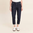 Pantalon mom 7/8&egrave;me en coton denim brut femme