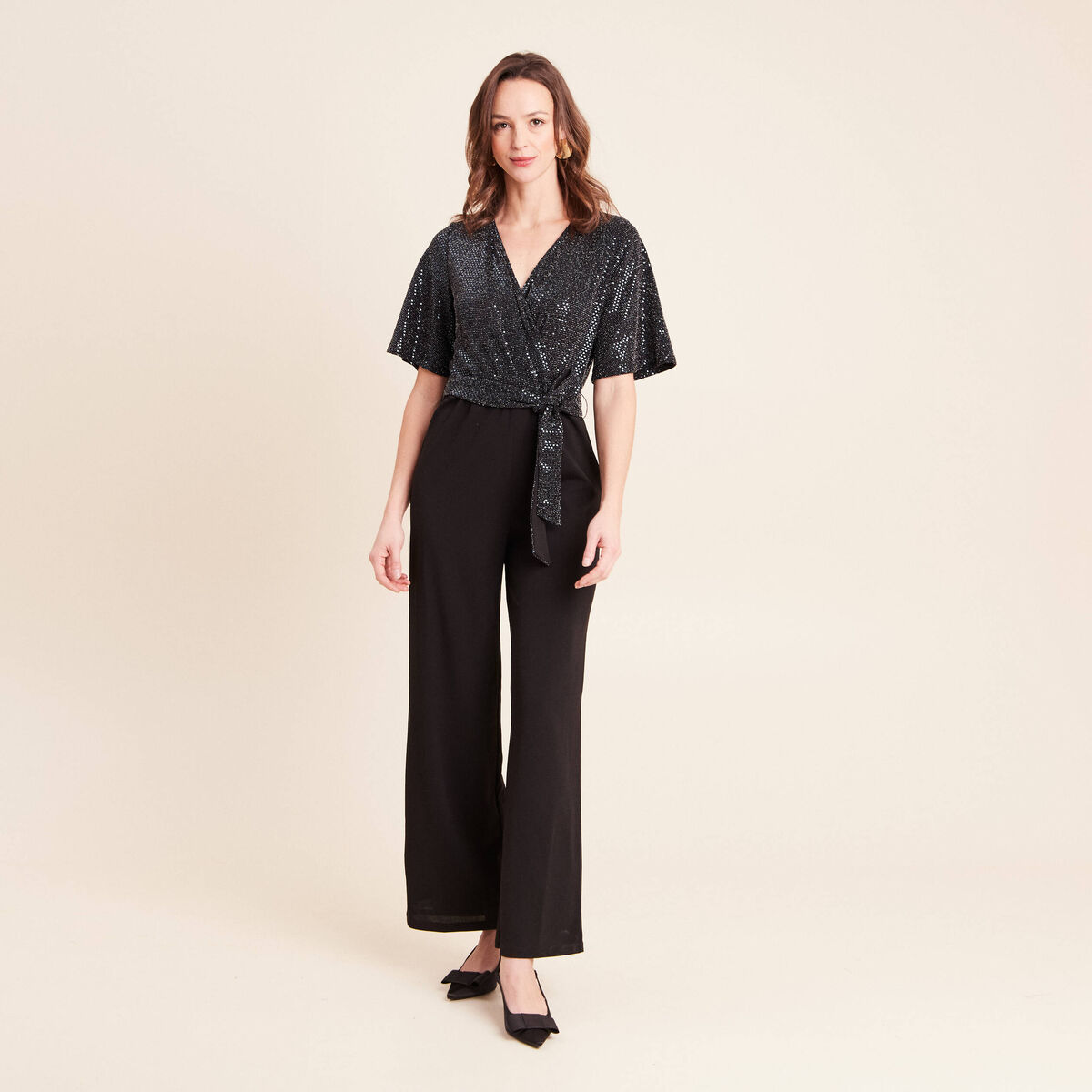 Combinaison en maille bleu marine femme