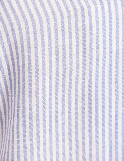 Blouse ample col chemise manches courtes bleu femme