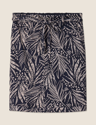 Jupe trapèze réversible bleu foncé femme
