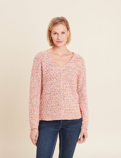 Pull manches longues rose fushia femme