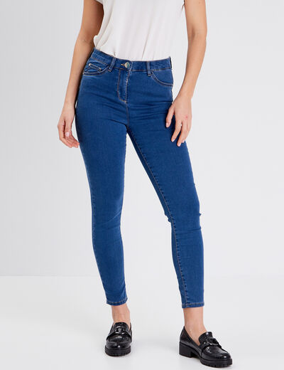 Jeans léger taille haute 7/8ème denim double stone femme