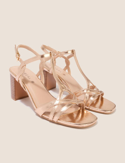 Sandales &agrave; talon rose clair femme