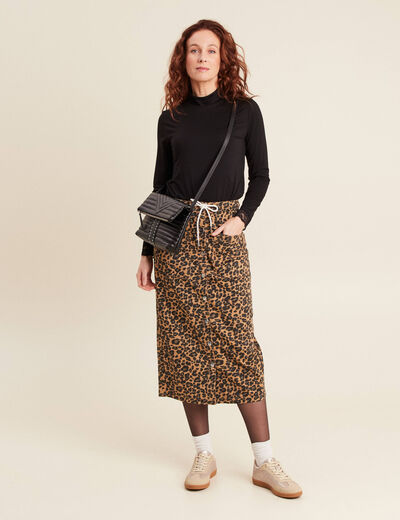 Jupe longue droite marron femme