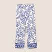 Pantalon large 7/8&egrave;me taille haute bleu femme