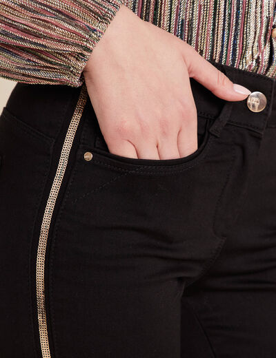 Pantalon ajusté sequins noir femme