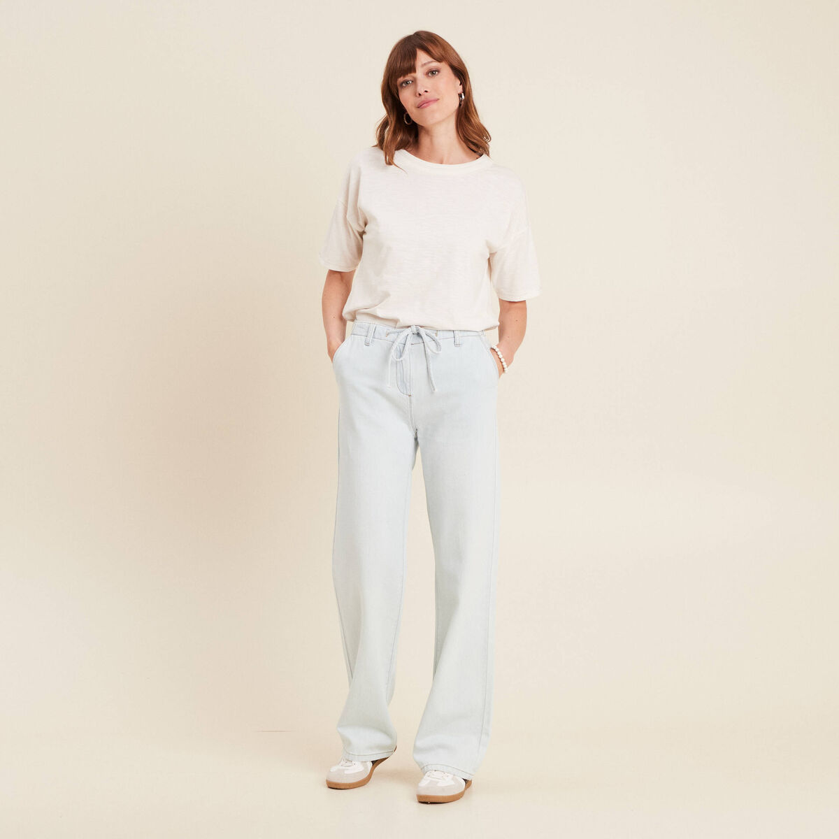 T-shirt manches courtes ecru femme