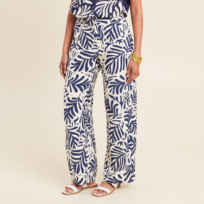 Pantalon flou taille haute blanc femme
