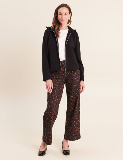 Veste manches longues capuche amovible noir femme