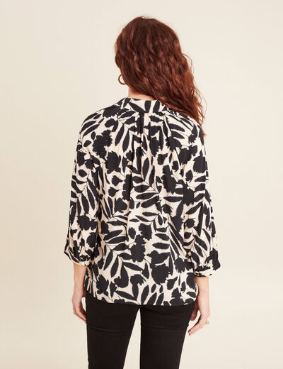 Chemise manches 3/4 noir femme