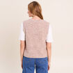 Gilet droit mi-long sans manches creme femme
