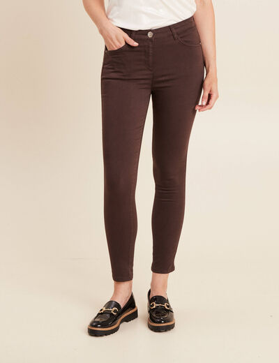 Pantalon léger taille standard 7/8ème marron foncé femme