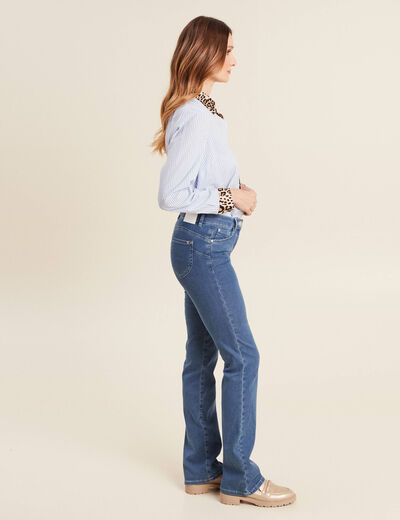 Jean léger bootcut taille basculée denim bleach femme