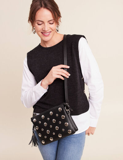 Sac bandouli&egrave;re avec 2 pochettes noir femme