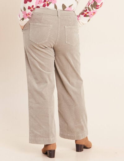 Pantalon large velours c&ocirc;tel&eacute; vert clair femme