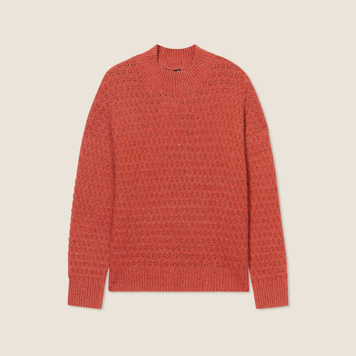 Pull manches longues sequins vieux rose femme